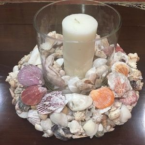 Large Candleholder Surrounded by Seashells